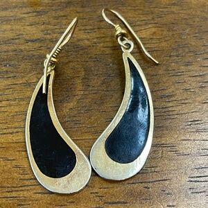Laurel Burch gold/black drop earrings